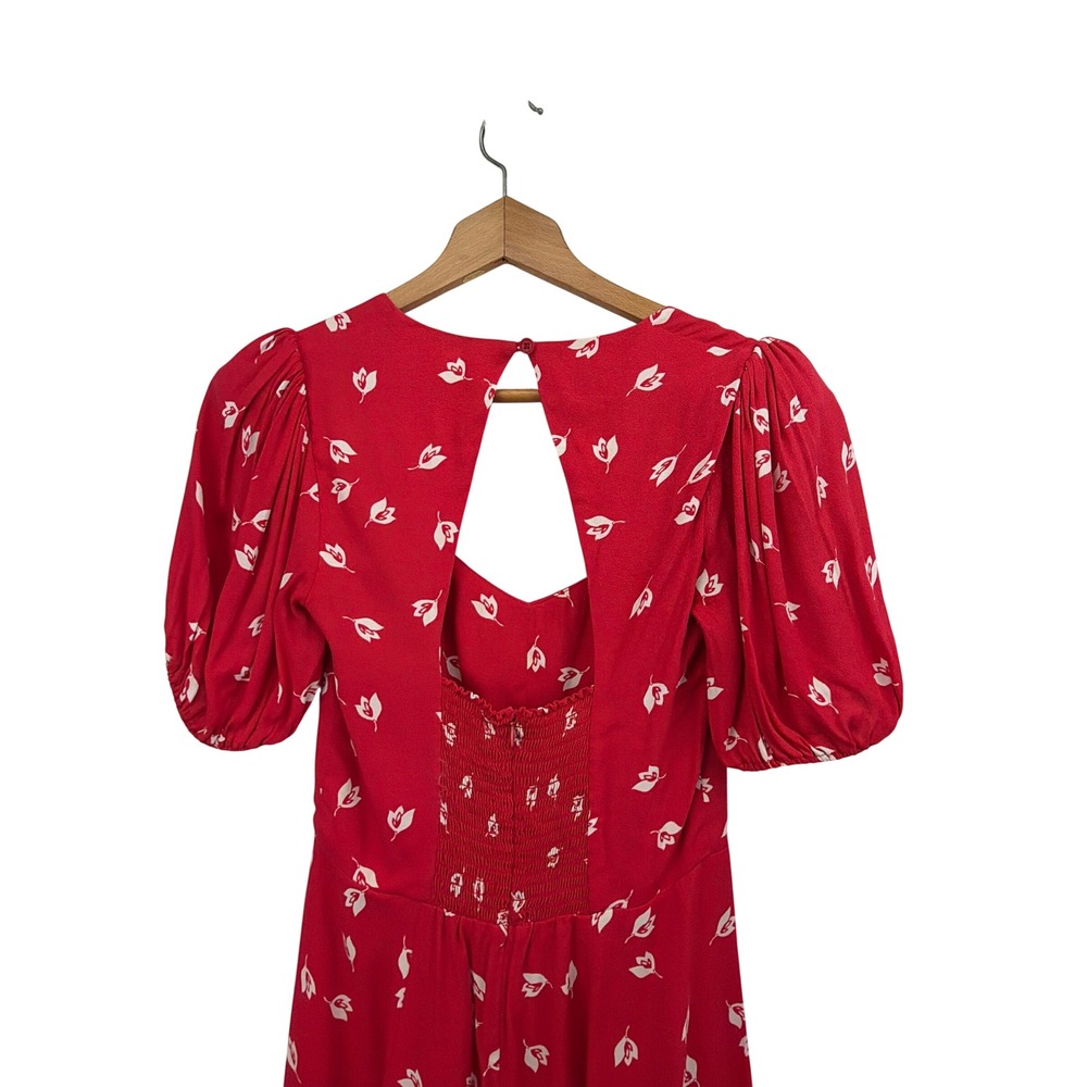 Reformation Red Mini Dress with White Floral Print - Picture 8 of 10
